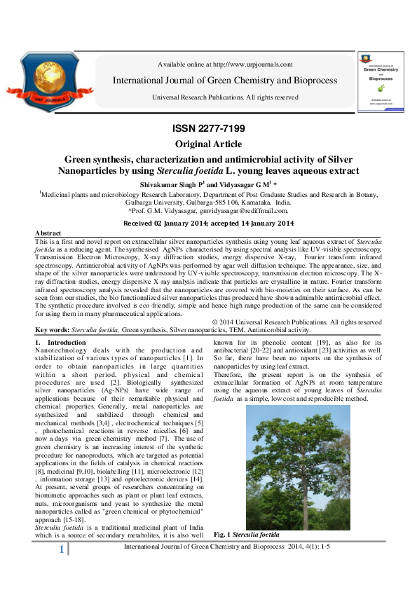 (PDF) Green synthesis, characterization and antimicrobial activity of ...