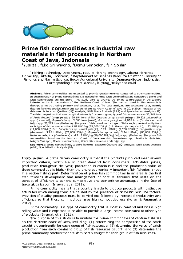 (PDF) Prime fish commodities as industrial raw materials in fish ...