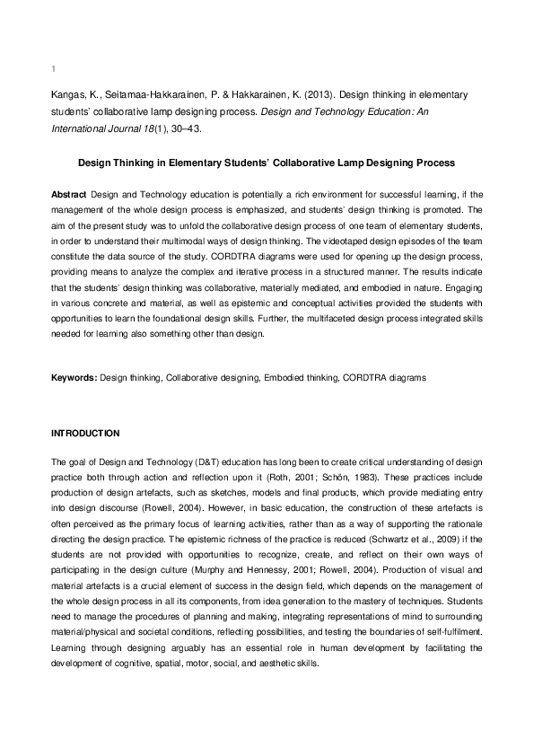 (PDF) Design Thinking in Elementary Students’ Collaborative Lamp ...
