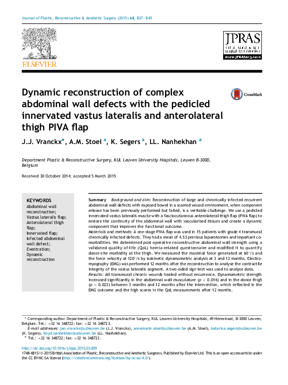 (PDF) Dynamic reconstruction of complex abdominal wall defects with the ...