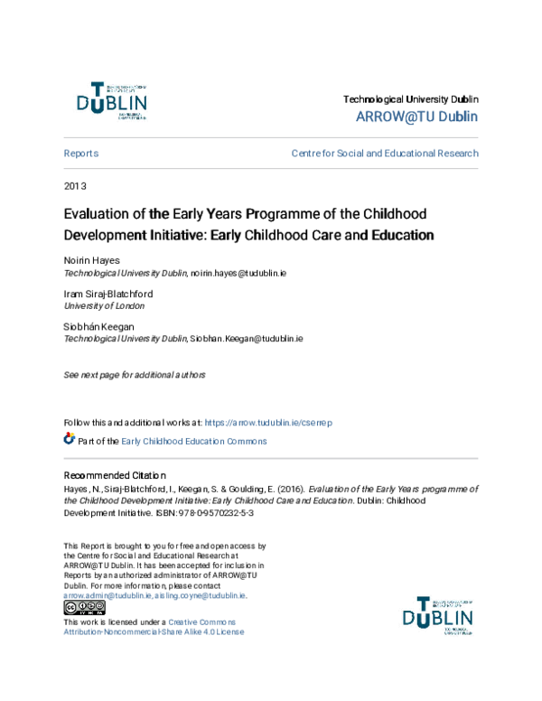 (PDF) Evaluation of the Early Years Programme of the Childhood ...