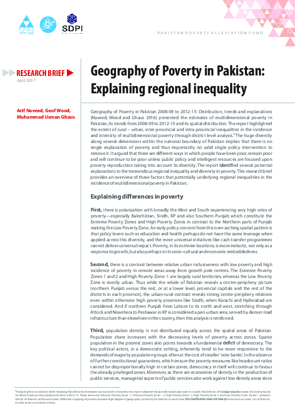 (PDF) Geography of Poverty in Pakistan : Explaining regional inequality