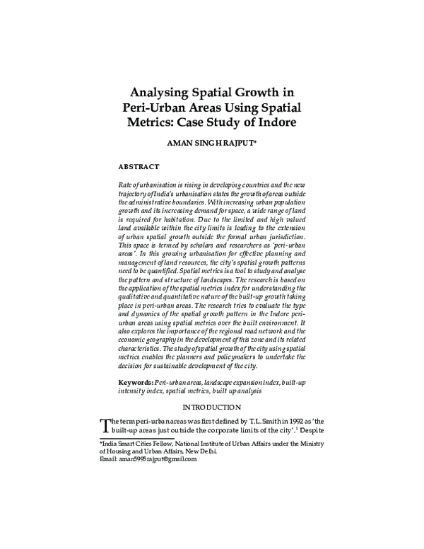 (PDF) Analysing Spatial Growth in Peri-Urban Areas Using Spatial ...