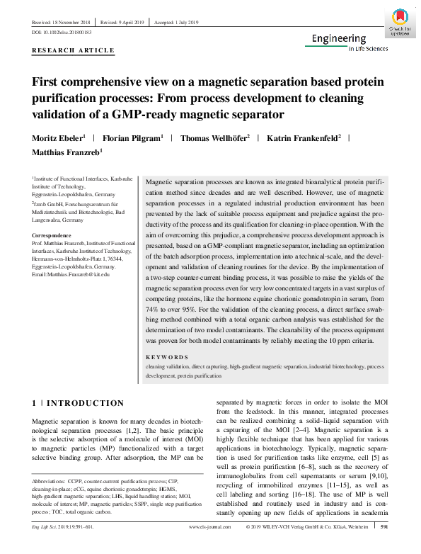 (PDF) First comprehensive view on a magnetic separation based protein ...