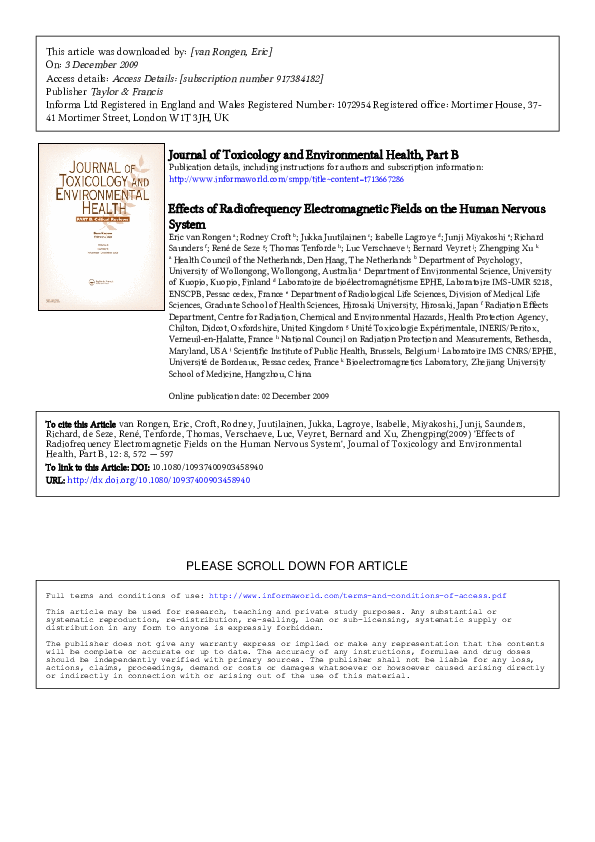 (PDF) Effects of radiofrequency electromagnetic fields on the human ...