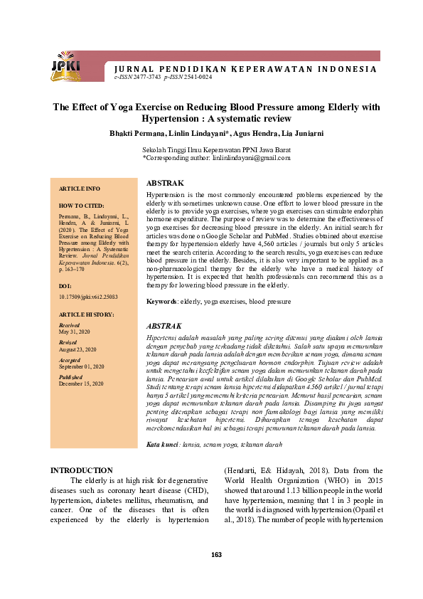 (PDF) The Effect of Yoga Exercise on Reducing Blood Pressure among ...