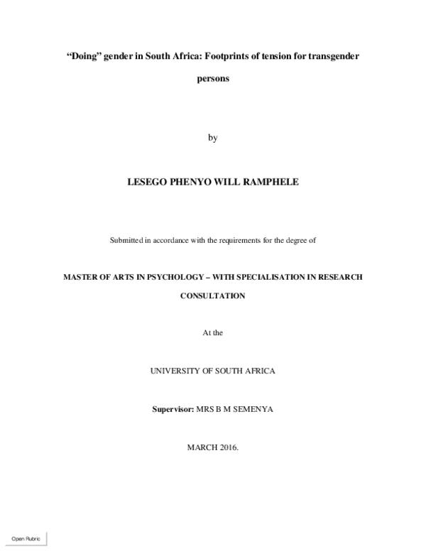 (PDF) “Doing” gender in South Africa : footprints of tension for ...