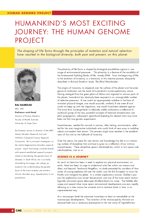 (PDF) Humankind's most exciting journey : the Human Genome Project ...