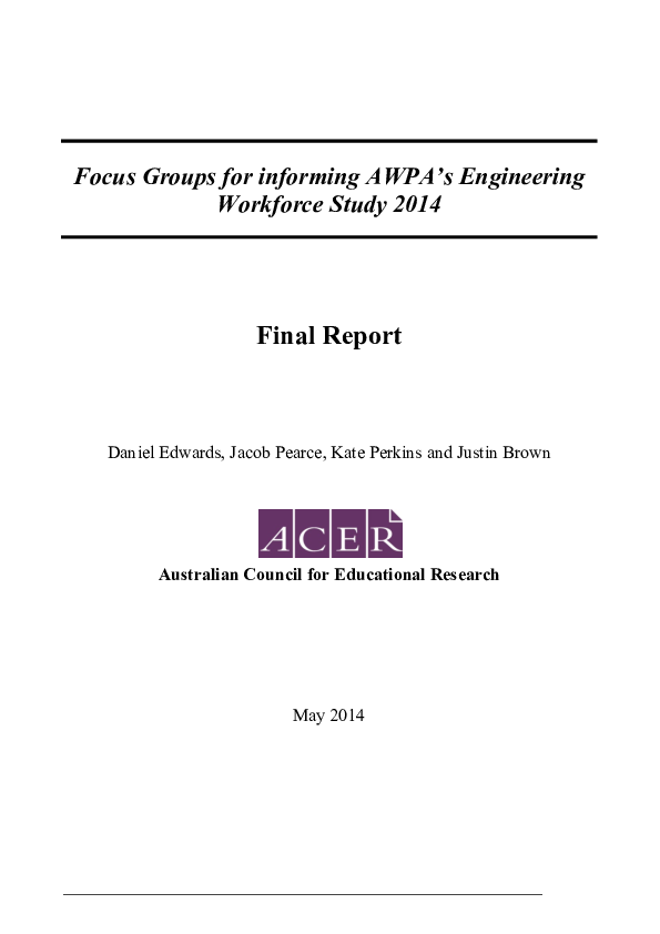 (PDF) Focus Groups for informing AWPA’s Engineering Workforce Study ...
