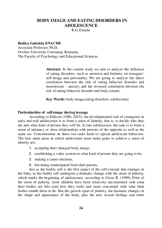 (PDF) Body Image and Eating Disorders in Adolescence