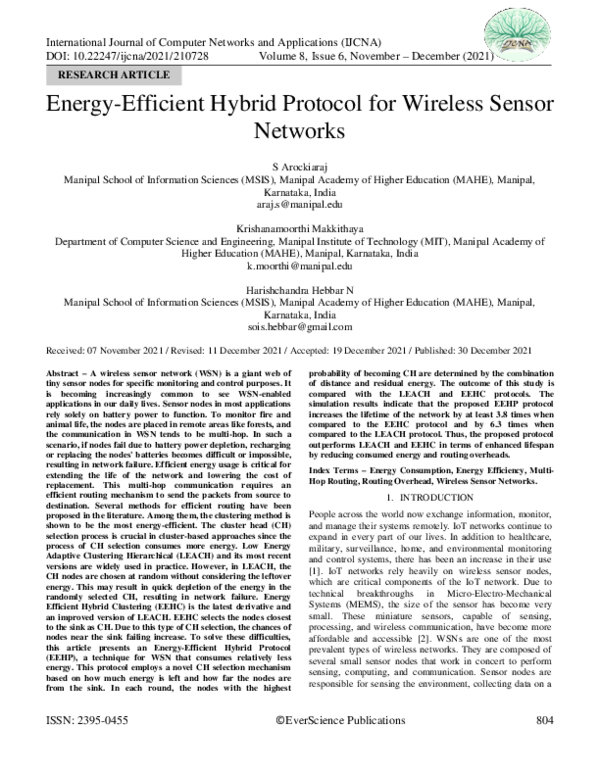 Pdf Energy Efficient Hybrid Protocol For Wireless Sensor Networks