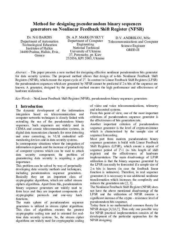 (PDF) Method for designing pseudorandom binary sequences generators on ...