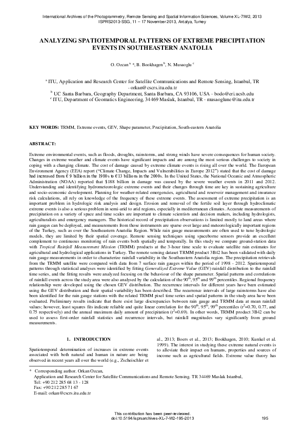 (PDF) Analyzing Spatiotemporal Patterns of Extreme Precipitation Events ...
