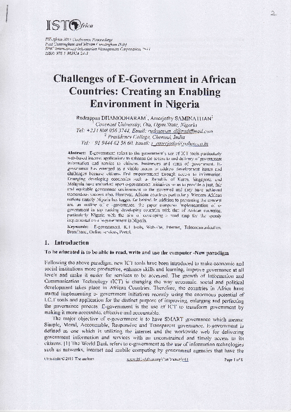 (PDF) Challenges of e-government in African countries: Creating an ...