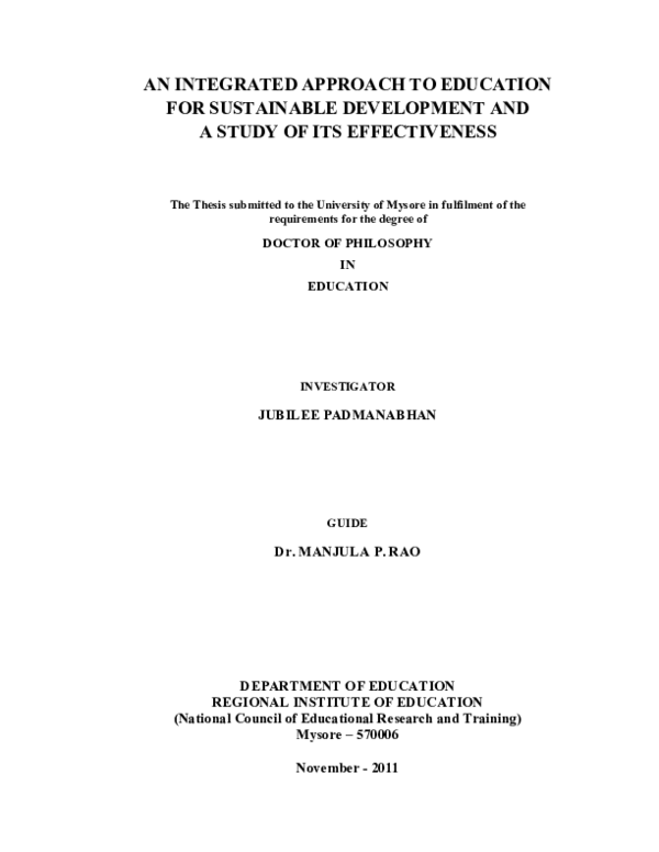 (PDF) An integrated approach to education for sustainable development ...