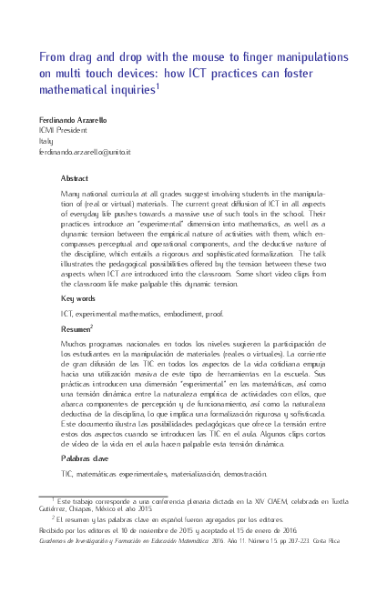 (PDF) From drag and drop with the mouse to finger manipulations on ...