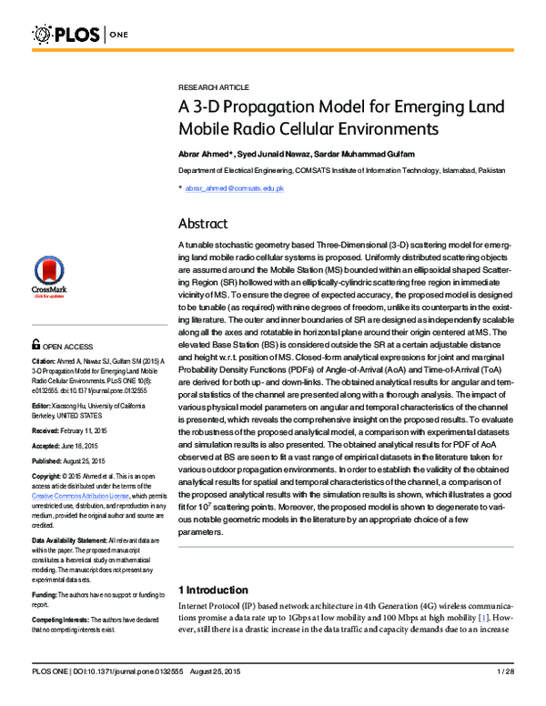 (PDF) A 3-D Propagation Model for Emerging Land Mobile Radio Cellular ...