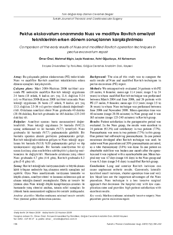 (PDF) Comparison of the early results of Nuss and modified Ravitch ...