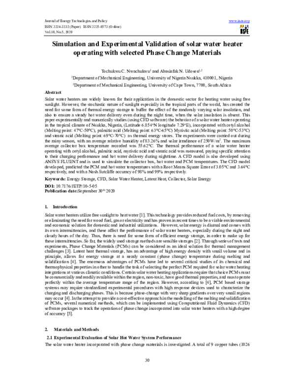 (PDF) Simulation and Experimental Validation of solar water heater ...