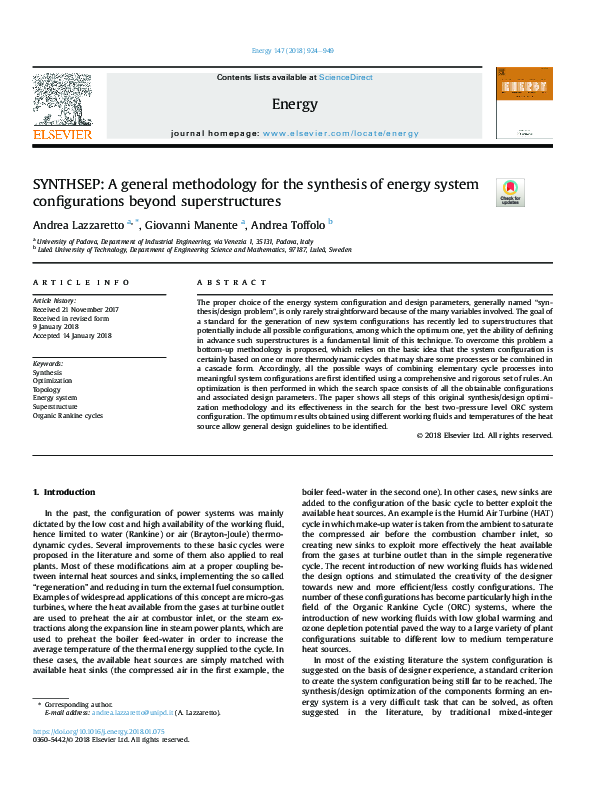 (PDF) SYNTHSEP: A general methodology for the synthesis of energy ...