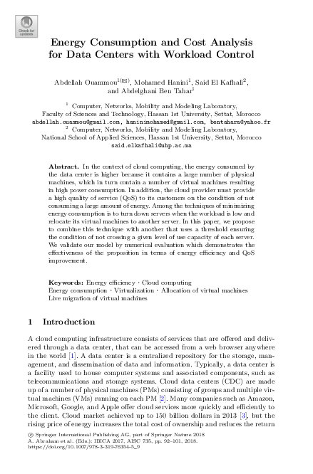 (PDF) Energy Consumption and Cost Analysis for Data Centers with ...