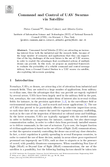 (PDF) Command and Control of UAV Swarms via Satellite