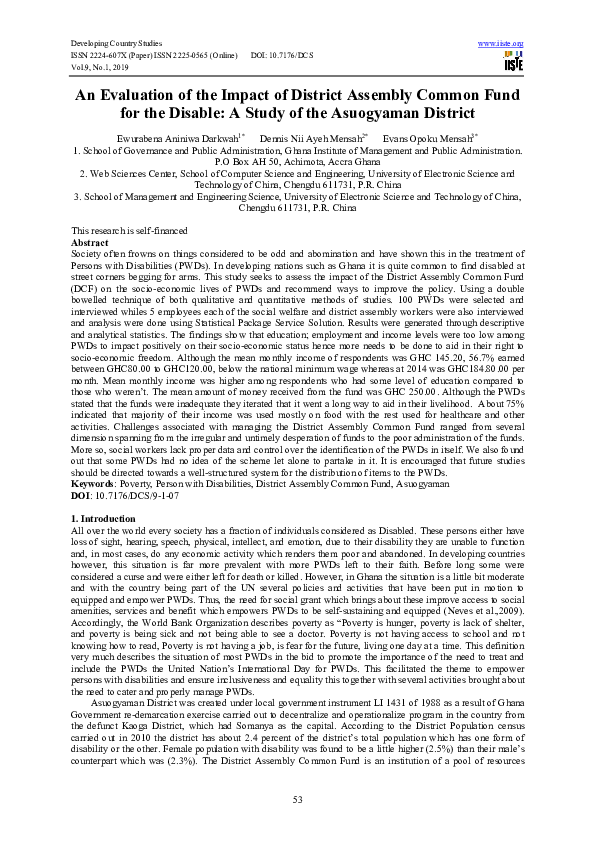 (PDF) An Evaluation of the Impact of District Assembly Common Fund for