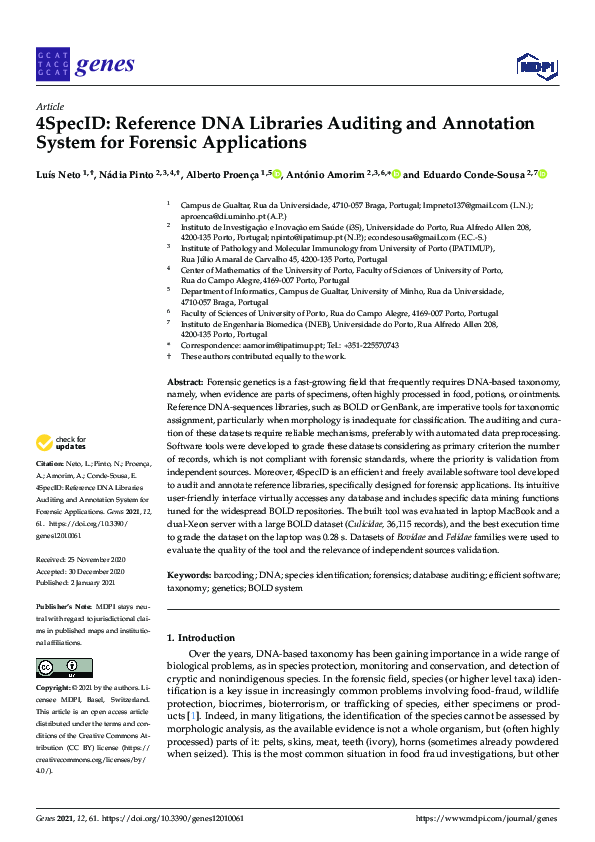 (PDF) 4SpecID: Reference DNA Libraries Auditing and Annotation System ...