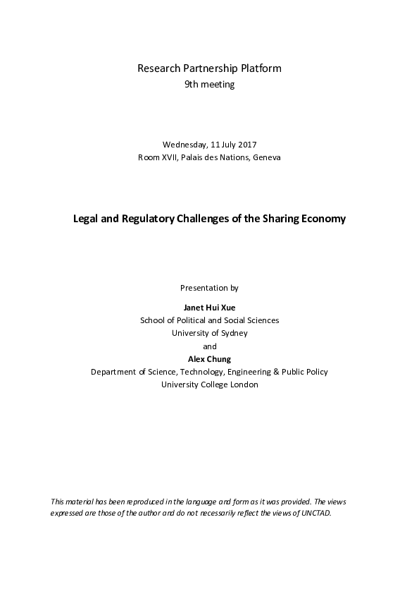 (PDF) Legal and Regulatory Challenges of the Sharing Economy