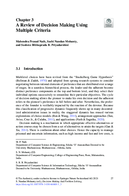 (PDF) A Review of Decision Making Using Multiple Criteria