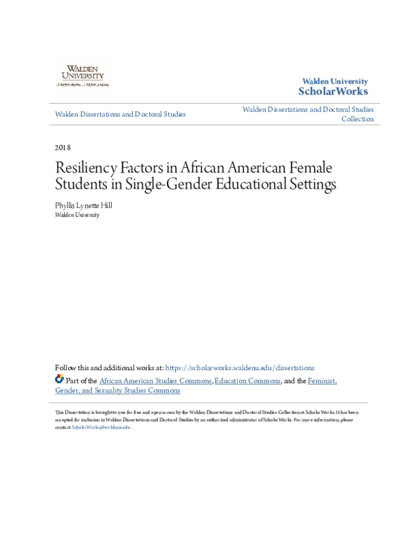 (PDF) Resiliency Factors in African American Female Students in Single ...