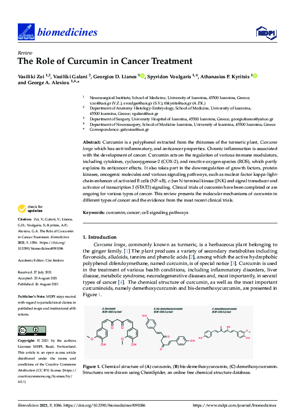 (PDF) The Role of Curcumin in Cancer Treatment
