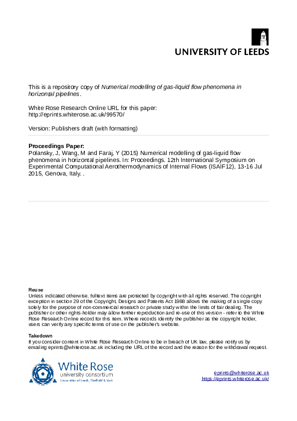 (PDF) Numerical modelling of gas-liquid flow phenomena in horizontal ...