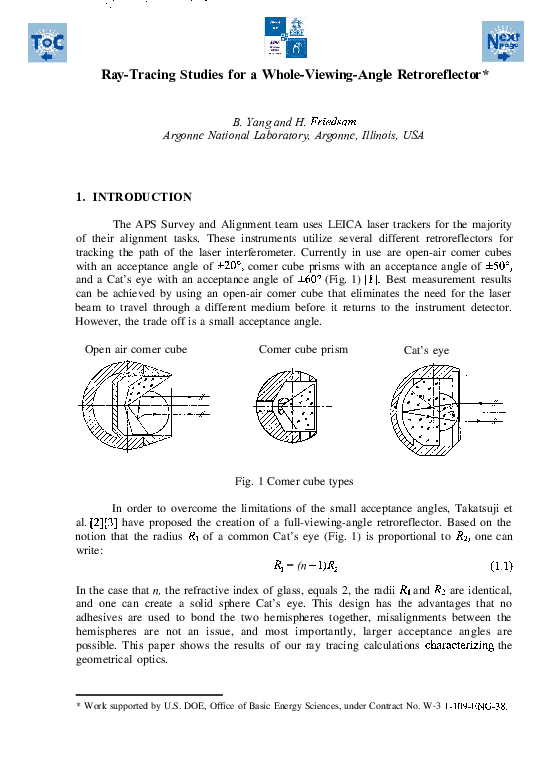 (PDF) Ray-tracing studies for a whole-viewing-angle retroreflector