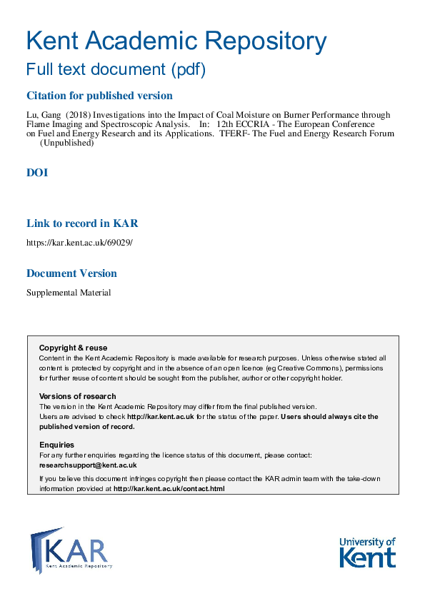 (PDF) Investigations into the Impact of Coal Moisture on Burner ...