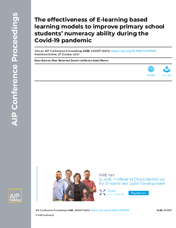 (PDF) The effectiveness of E-learning based learning models to improve ...