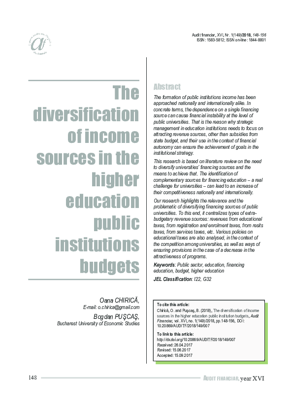(PDF) The diversification of income sources in the higher education ...