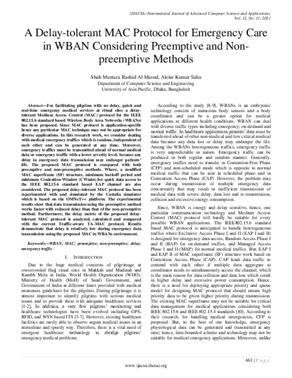 (PDF) A Delay-tolerant MAC Protocol for Emergency Care in WBAN ...