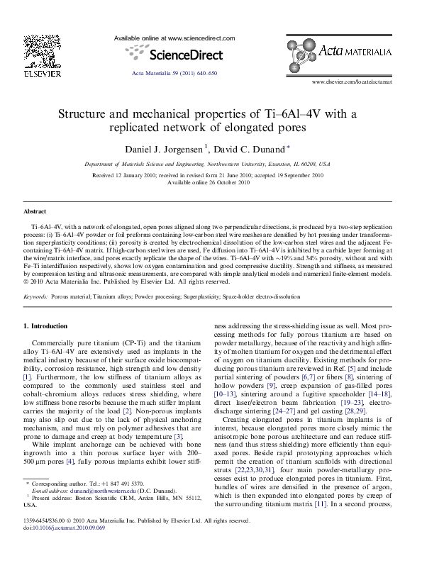 (PDF) Structure and mechanical properties of Ti–6Al–4V with a ...