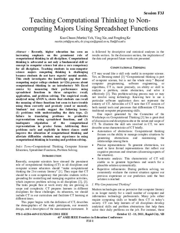 (PDF) Teaching computational thinking to non-computing majors using ...