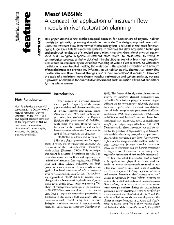 (PDF) MesoHABSIM: A concept for application of instream flow models in ...