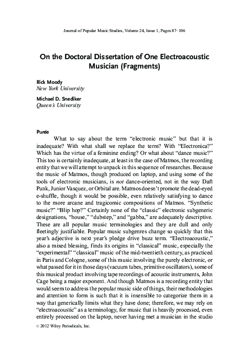 (PDF) On the Doctoral Dissertation of One Electroacoustic Musician ...