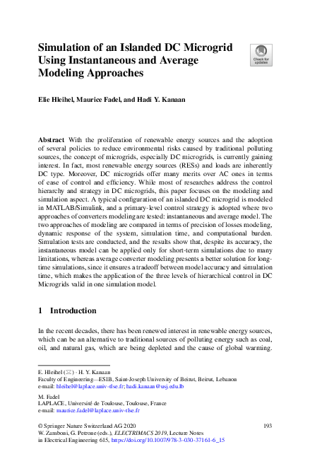 (PDF) Simulation of an Islanded DC Microgrid Using Instantaneous and ...