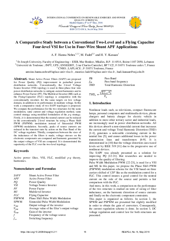 (PDF) A Comparative Study between a Conventional Two-Level and a Flying ...