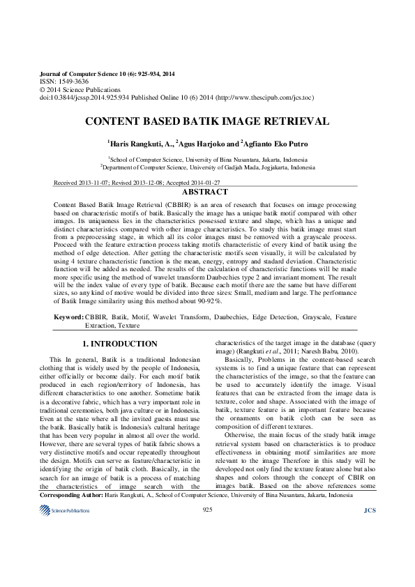 (PDF) Content Based Batik Image Retrieval