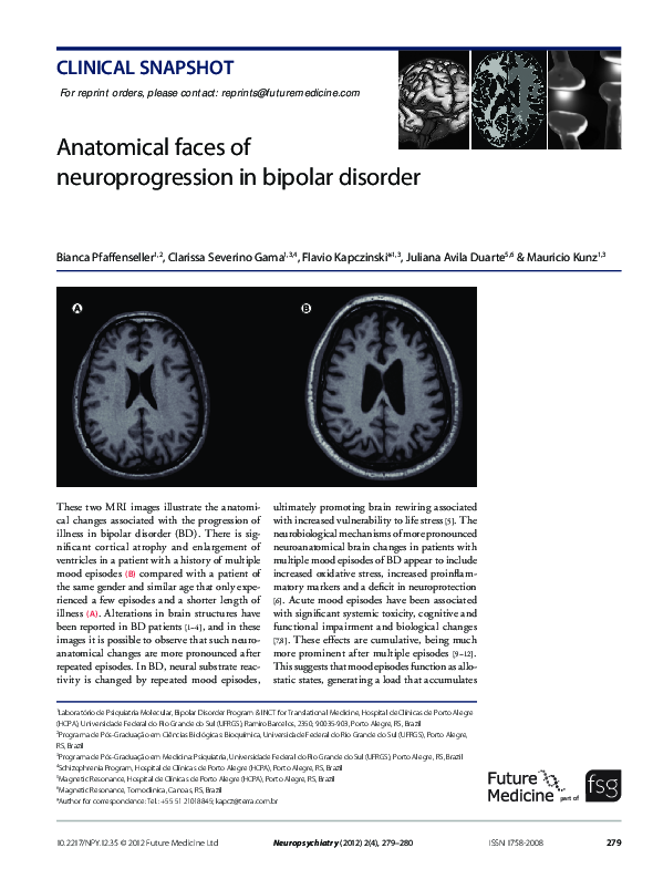 (PDF) Anatomical faces of neuroprogression in bipolar disorder