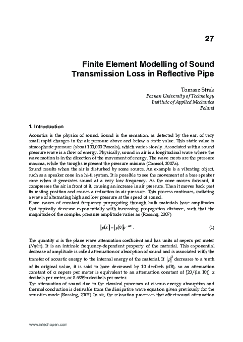 (PDF) Finite Element Modelling of Sound Transmission Loss in Reflective ...