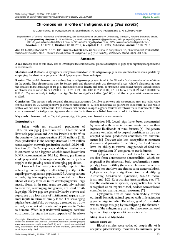 (PDF) Chromosomal profile of indigenous pig (Sus scrofa)
