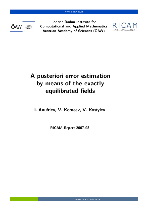 (PDF) A posteriori error estimation by means of the exactly ...
