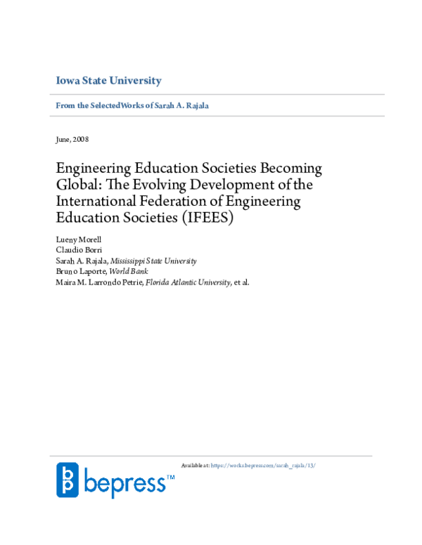 (PDF) Engineering Education Societies Becoming Global: The Evolving ...